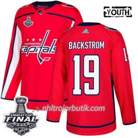 Barn Ishockey Washington Capitals Tröja Nicklas Backstrom 19 2018 Stanley Cup Final Patch Adidas Röd Authentic